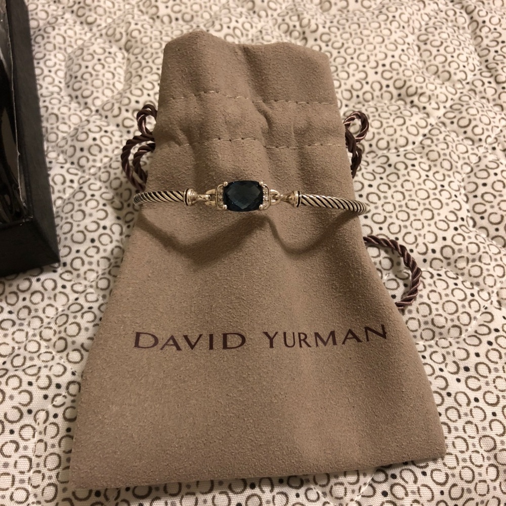 David Yurman Wheaton blue topaz and diamond bangle - Picture 4 of 5